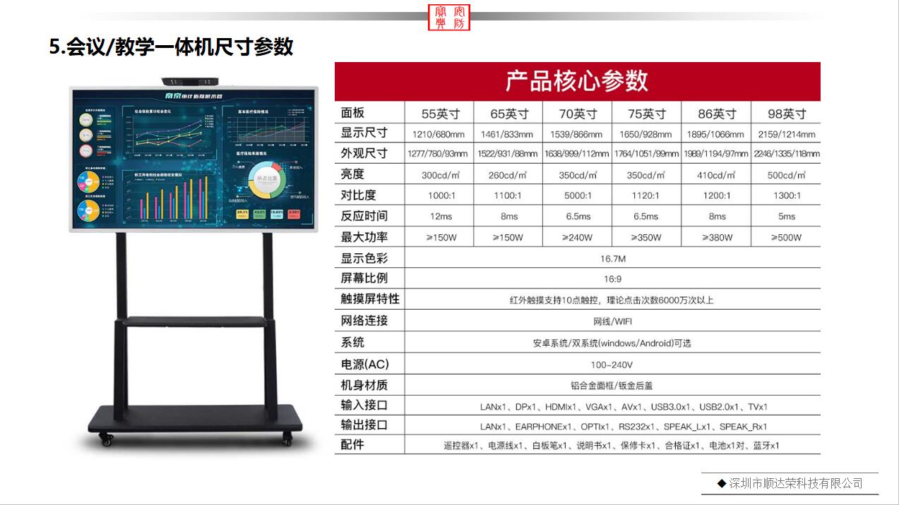 多媒體會(huì)議/教學(xué)一體機(jī)尺寸參數(shù)