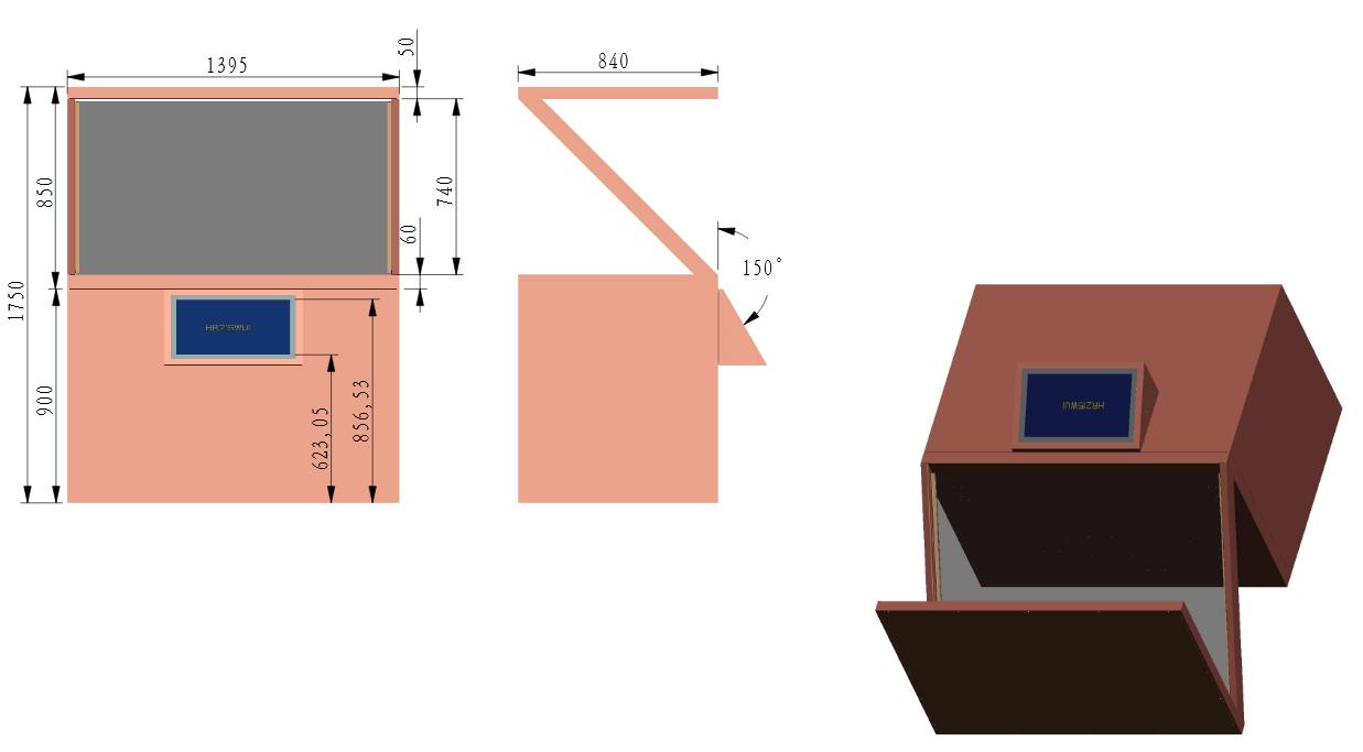  58寸180度3d全息投影展示柜尺寸圖